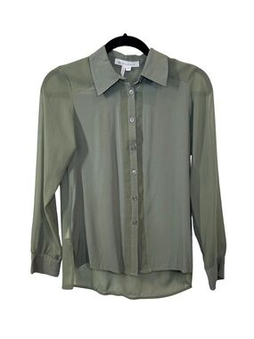 BCBGeneration Women's Sage Green Sheer Button-Down Blouse | Size XXS | NWoT